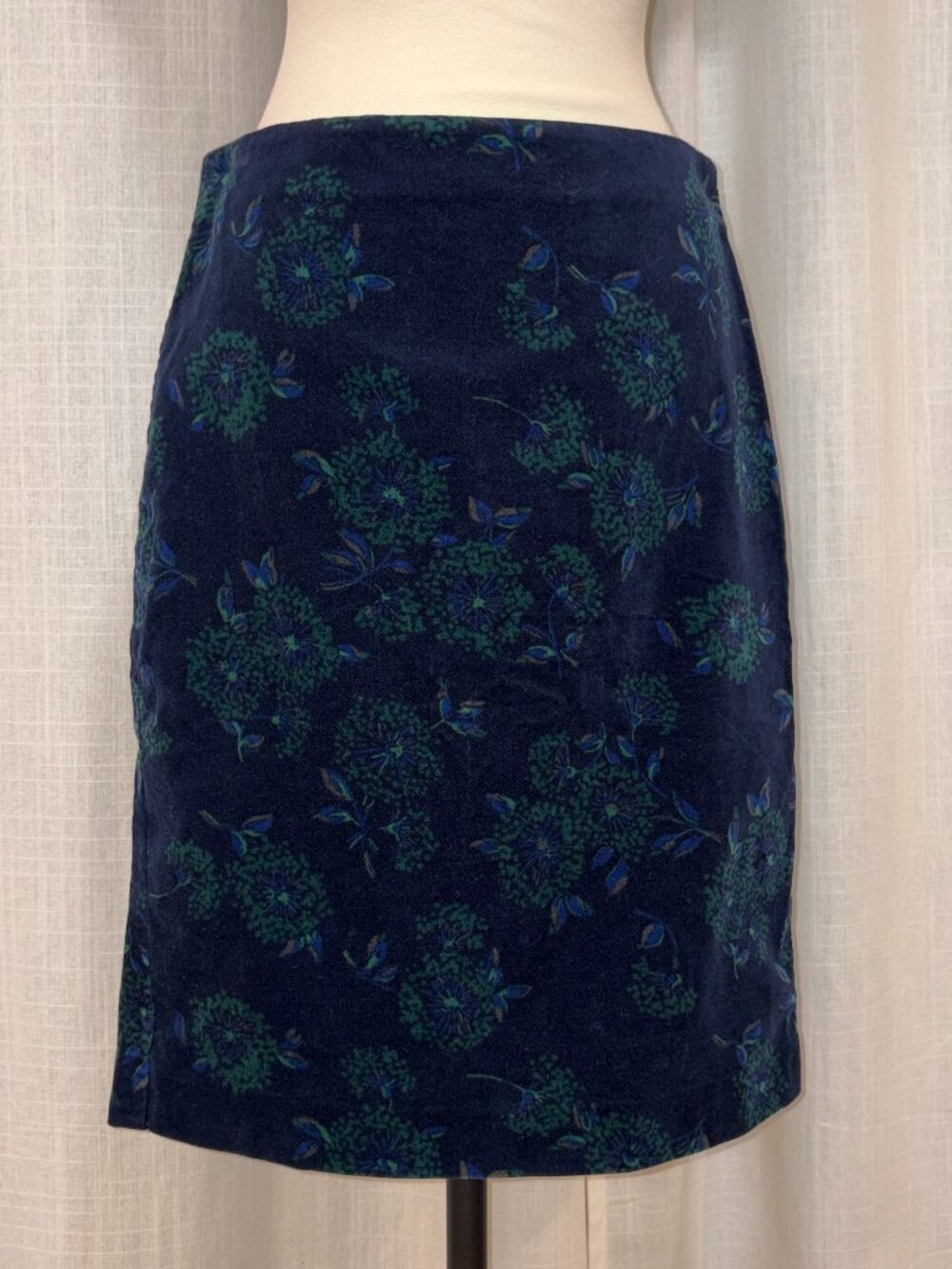 Floral Velvet Navy Pencil Skirt Ann Taylor
